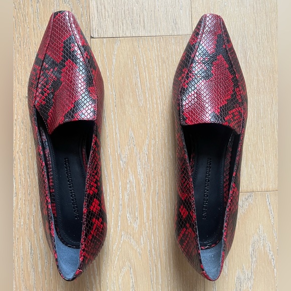 REAL Red & Black Snake Skin Leather Loafers - Picture 3 of 4